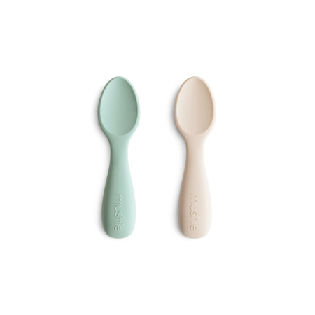 Picture of Mushie® Silicone Starter Spoons Cambridge Blue/Shifting Sand
