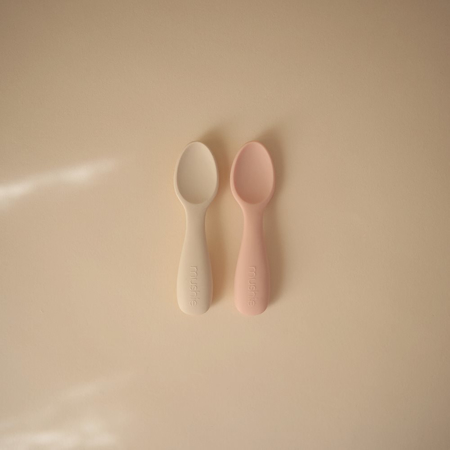 Mushie® Silicone Starter Spoons Blush/Shifting Sand