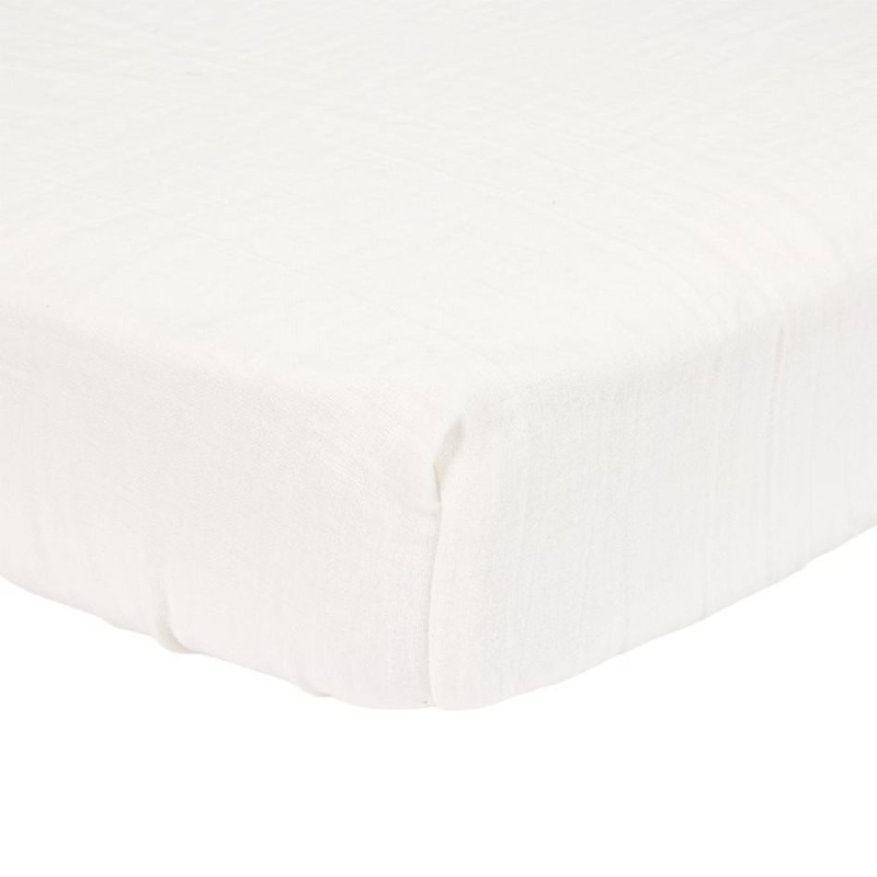 Picture of Little Dutch® Fitted cot sheet Muslin Soft White 60x120