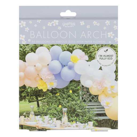 Picture of Ginger Ray® Pastel Balloon Arch with Tissue Paper Flowers