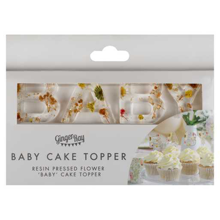 Picture of Ginger Ray® aby Shower Cake Topper BABY Pressed Flower