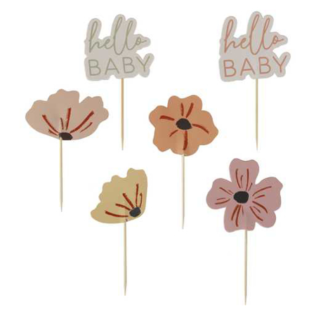 Ginger Ray® Floral Baby Shower Cupcake Toppers 12 pcs
