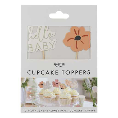 Picture of Ginger Ray® Floral Baby Shower Cupcake Toppers 12 pcs