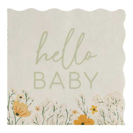 Picture of Ginger Ray® Hello Baby Floral Baby Shower Napkins 16 pcs