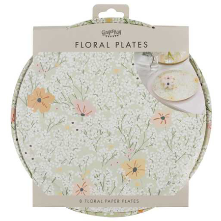Picture of Ginger Ray® Floral Baby Shower Paper Plates 8 pcs