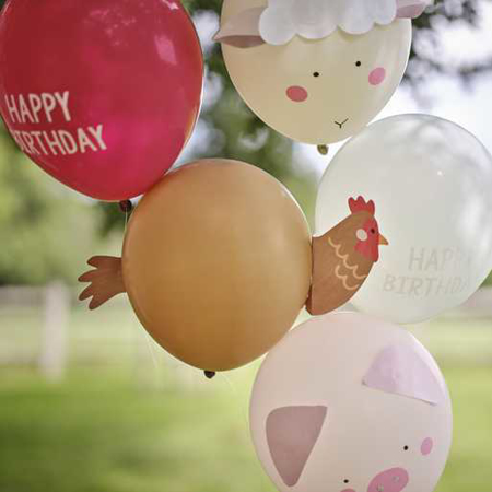 Picture of Ginger Ray® Farm Animals Birthday Balloon Party Bundle 5 pcs