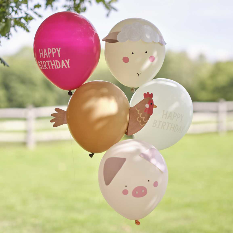 Picture of Ginger Ray® Farm Animals Birthday Balloon Party Bundle 5 pcs
