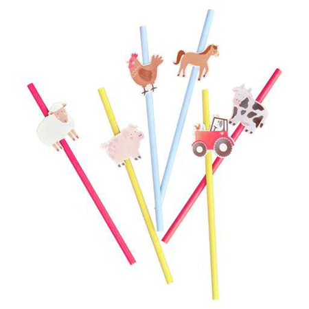 Picture of Ginger Ray® Farm Animals Party Paper Straws 16 pcs