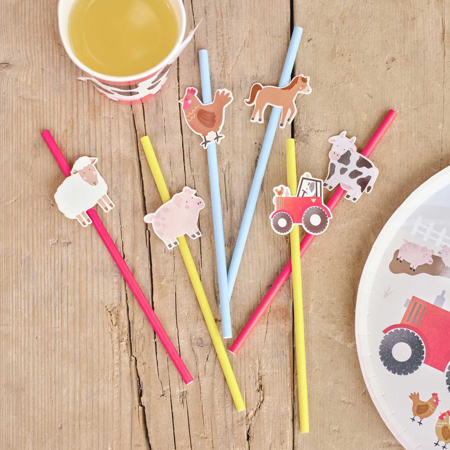 Picture of Ginger Ray® Farm Animals Party Paper Straws 16 pcs