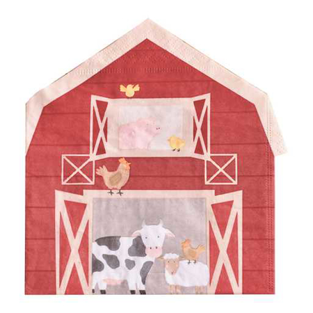 Picture of Ginger Ray® Barn Shaped Farm Paper Party Napkins 16 pcs