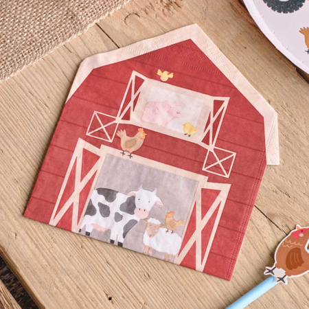 Picture of Ginger Ray® Barn Shaped Farm Paper Party Napkins 16 pcs
