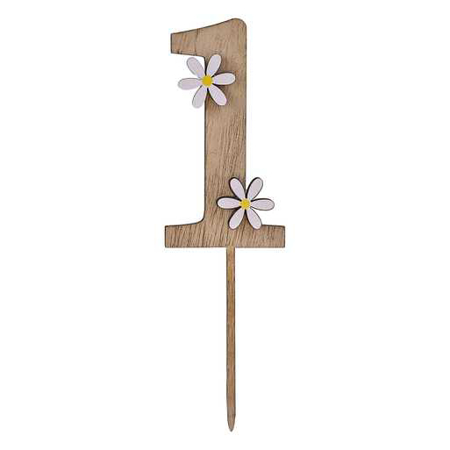 Picture of Ginger Ray® Wooden Daisy 1st Birthday Cake Topper