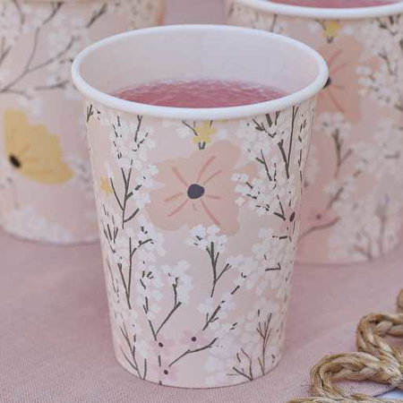Picture of Ginger Ray® Pink Floral Party Cups 8 pcs
