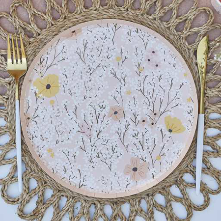 Picture of Ginger Ray® Pink Floral Paper Plates 8 pcs