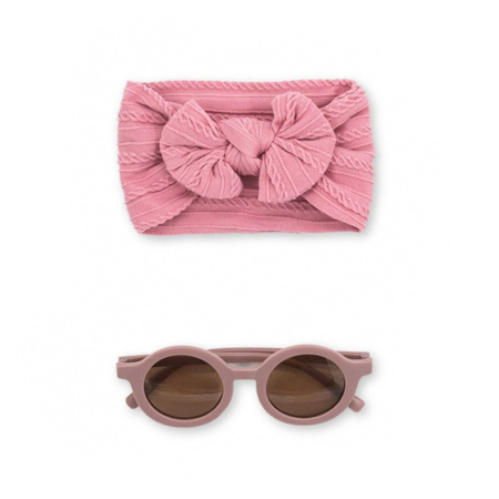 Picture of Evitas BOHO Elastic Headband with Bow and Kids Sunglasses Pink