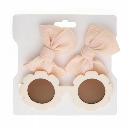 Evitas Hair Clips Set and Kids Flower Sunglasses Ivory