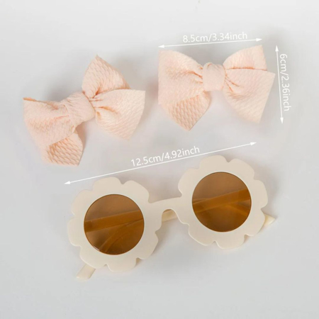 Picture of Evitas Hair Clips Set and Kids Flower Sunglasses Ivory