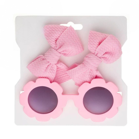 Evitas Hair Clips Set and Kids Flower Sunglasses Pink