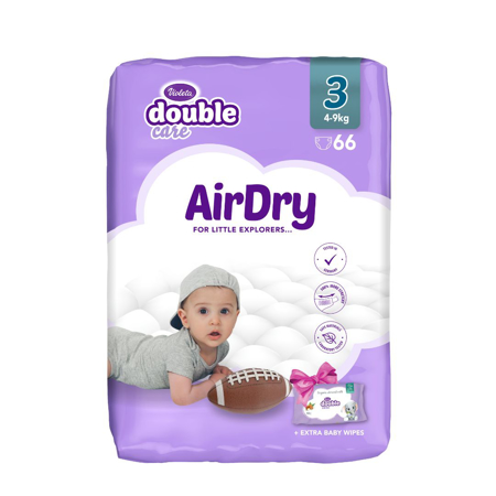 Violeta® Double Care Air Dry 3 (4-9 kg) 66 Pcs