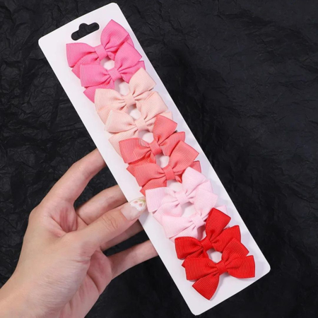 Hair Clips Sweet Bow Pink/Red 10 pcs