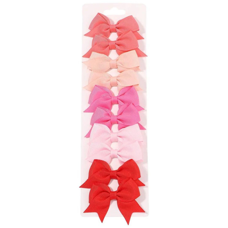 Hair Clips Bow Pink/Red 10 pcs