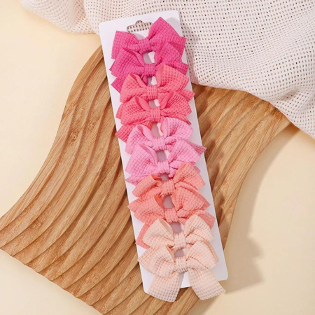 Picture of Hair Clips Bow Waffle Pink 10 pcs